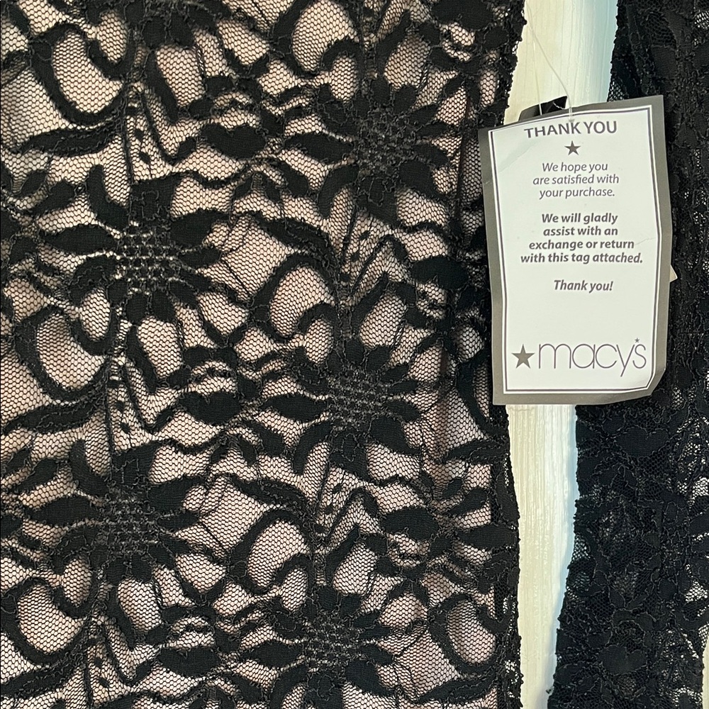 Macy's Black Lace Long Sleeve Dress by Jump Apparel